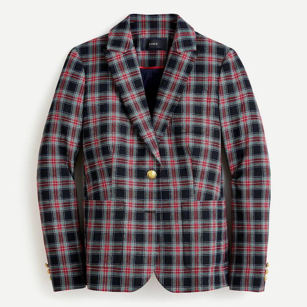 NWOT J. Crew Shrunken Blazer in Black Stewart Tartan Plaid Wool Blend 0 - Picture 16 of 16